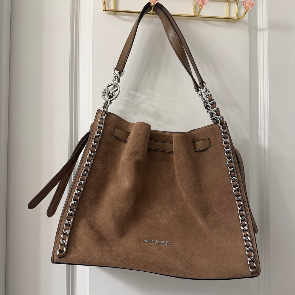 Michael Kors Mina Suede Shoulder Bag with Chain Strap